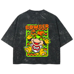 Playera streetwear premium de anime y gaming ExtraLife MX, corte boxy deluxe mineral wash heavyweight en color Acid Wash, moda urbana mexicana de culto.