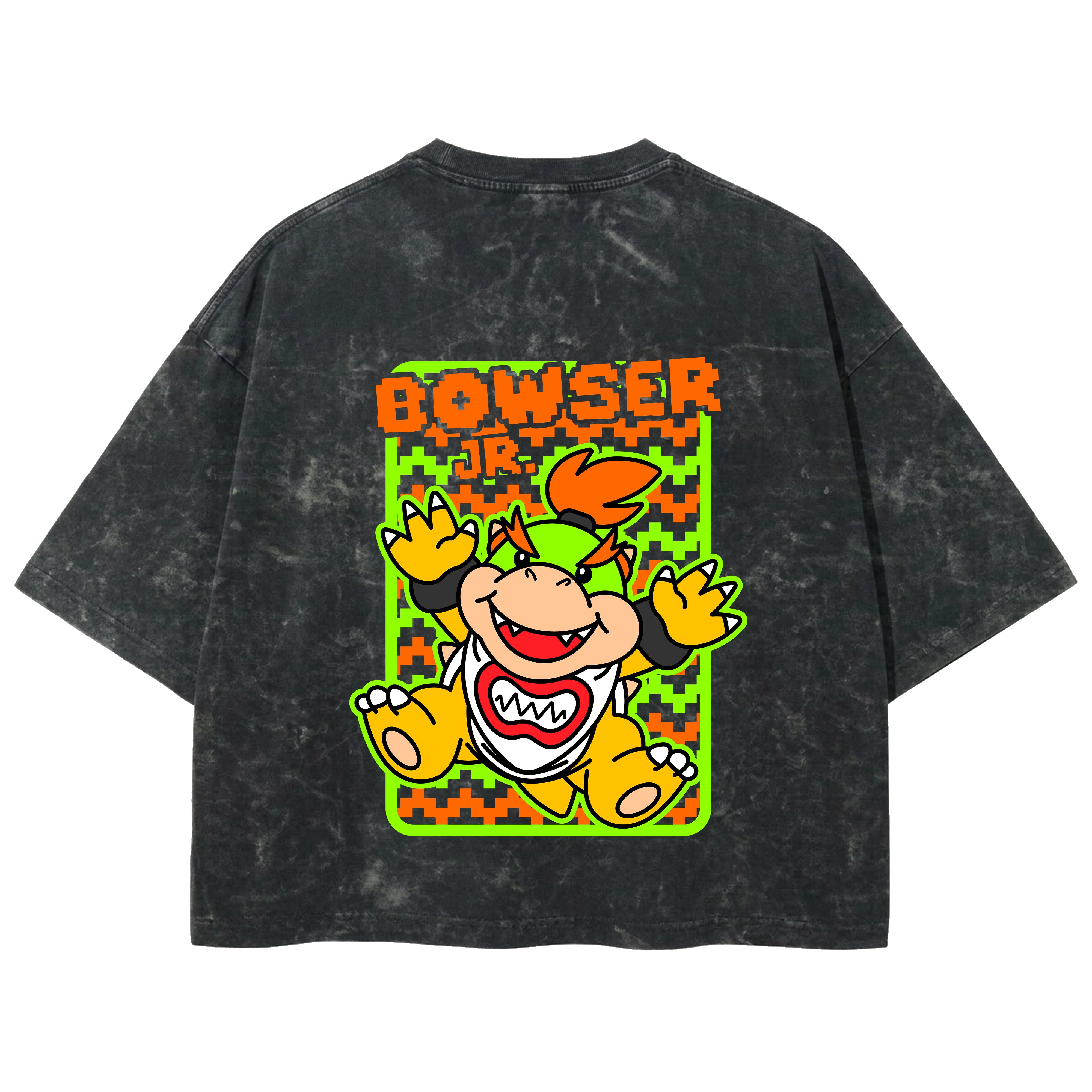 Playera streetwear premium de anime y gaming ExtraLife MX, corte boxy deluxe mineral wash heavyweight en color Acid Wash, moda urbana mexicana de culto.