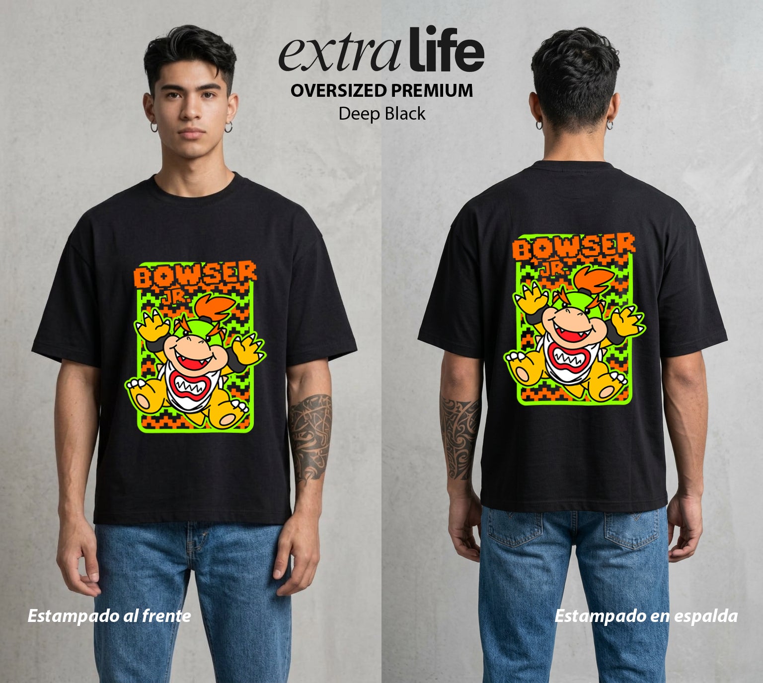 El Reino del Fontanero | El Fontanero Estelar #02284 - Playera Oversized Premium | Deep Black - Foto en modelo