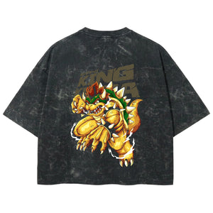 Playera streetwear premium de anime y gaming ExtraLife MX, corte boxy deluxe mineral wash heavyweight en color Acid Wash, moda urbana mexicana de culto.