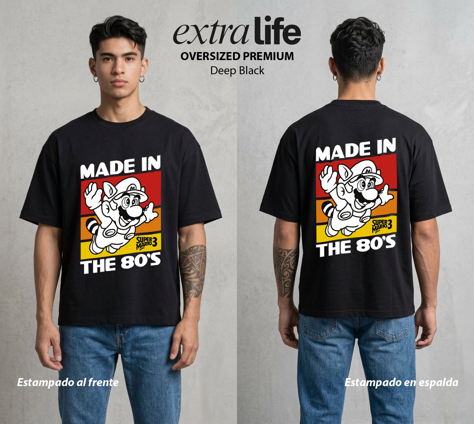 El Reino del Fontanero | El Fontanero Estelar #02289 - Playera Oversized Premium | Deep Black - Foto en modelo