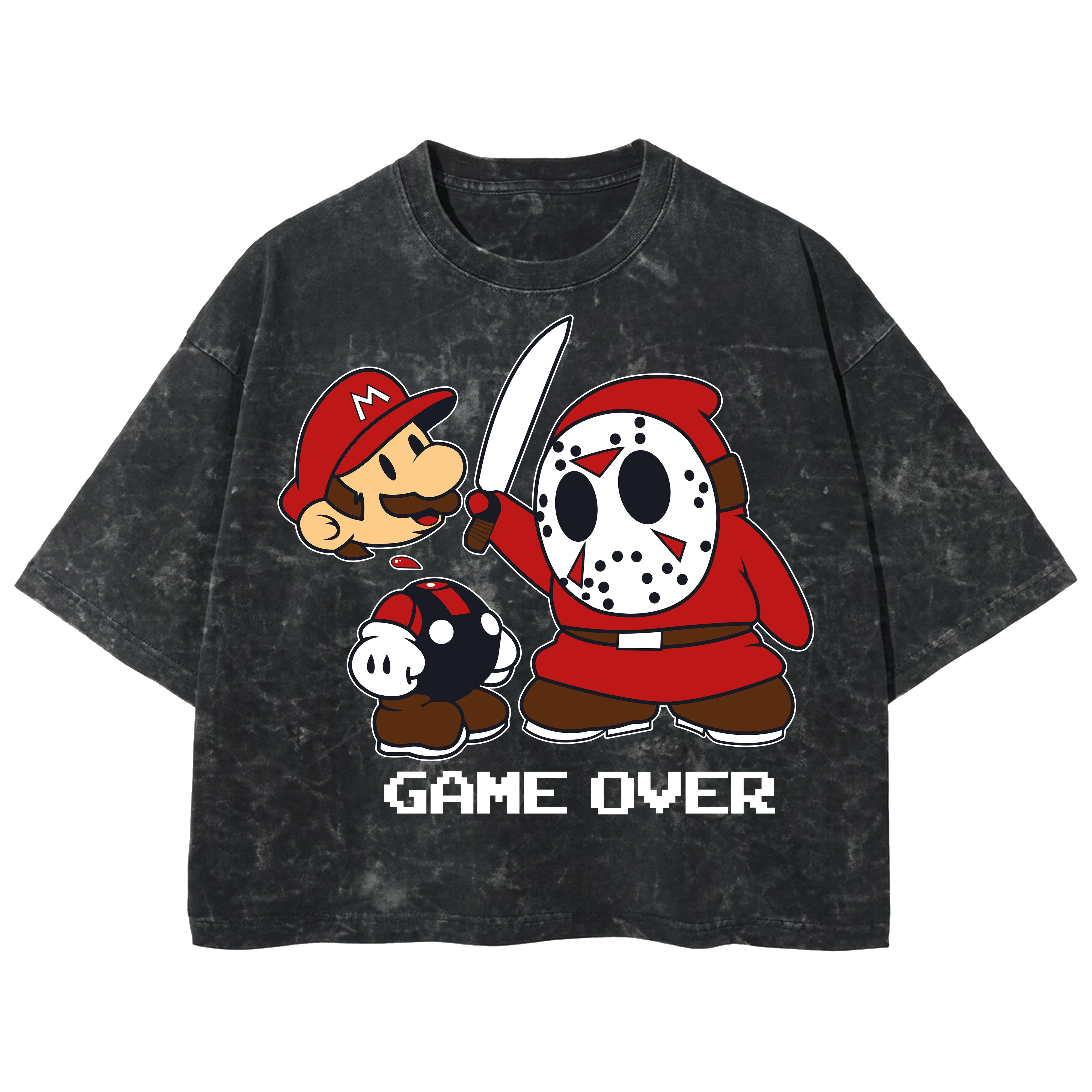 Playera streetwear premium de anime y gaming ExtraLife MX, corte boxy deluxe mineral wash heavyweight en color Acid Wash, moda urbana mexicana de culto.