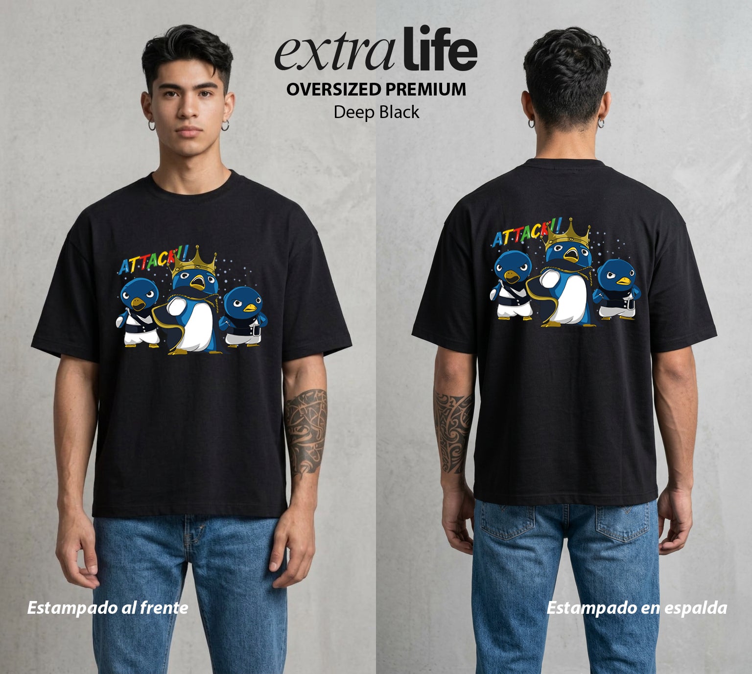 El Reino del Fontanero | El Fontanero Estelar #02292 - Playera Oversized Premium | Deep Black - Foto en modelo