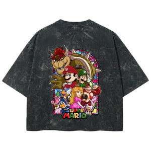 Playera streetwear premium de anime y gaming ExtraLife MX, corte boxy deluxe mineral wash heavyweight en color Acid Wash, moda urbana mexicana de culto.