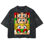 Playera streetwear premium de anime y gaming ExtraLife MX, corte boxy deluxe mineral wash heavyweight en color Acid Wash, moda urbana mexicana de culto.