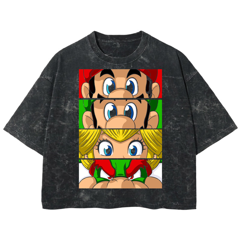 Playera streetwear premium de anime y gaming ExtraLife MX, corte boxy deluxe mineral wash heavyweight en color Acid Wash, moda urbana mexicana de culto.