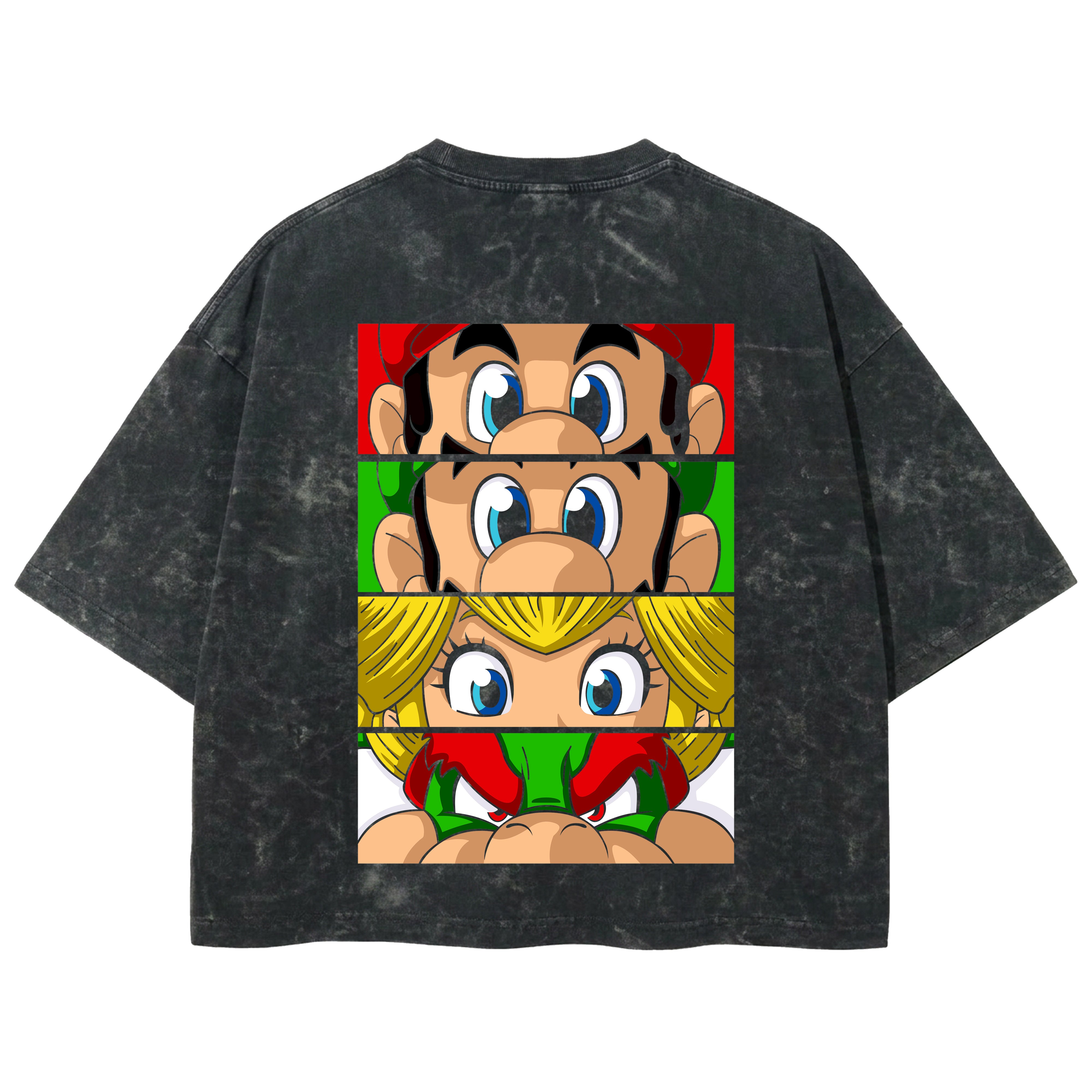 Playera streetwear premium de anime y gaming ExtraLife MX, corte boxy deluxe mineral wash heavyweight en color Acid Wash, moda urbana mexicana de culto.