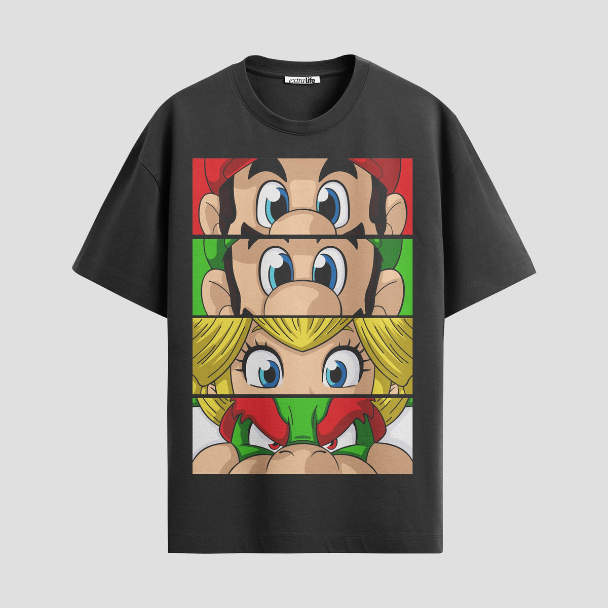 Playera urbana de anime y gaming ExtraLife MX, corte Classic Premium unisex ligero y transpirable en color Deep Black y Pure White, ropa de uso diario para gym y casual.