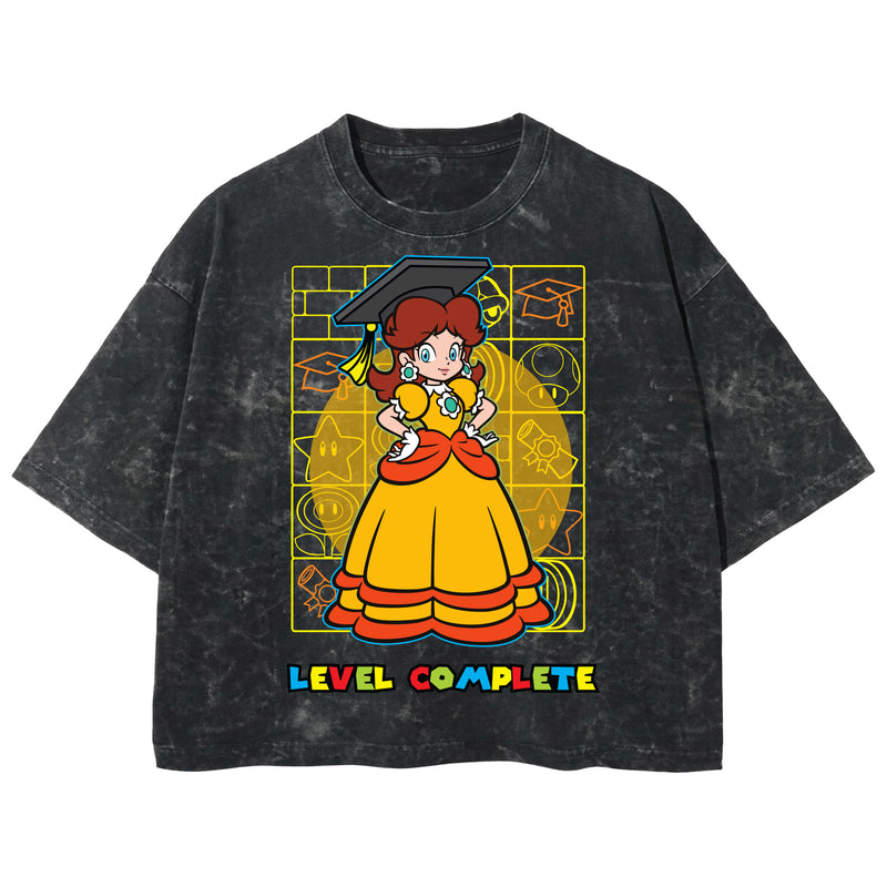 Playera streetwear premium de anime y gaming ExtraLife MX, corte boxy deluxe mineral wash heavyweight en color Acid Wash, moda urbana mexicana de culto.