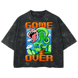 Playera streetwear premium de anime y gaming ExtraLife MX, corte boxy deluxe mineral wash heavyweight en color Acid Wash, moda urbana mexicana de culto.