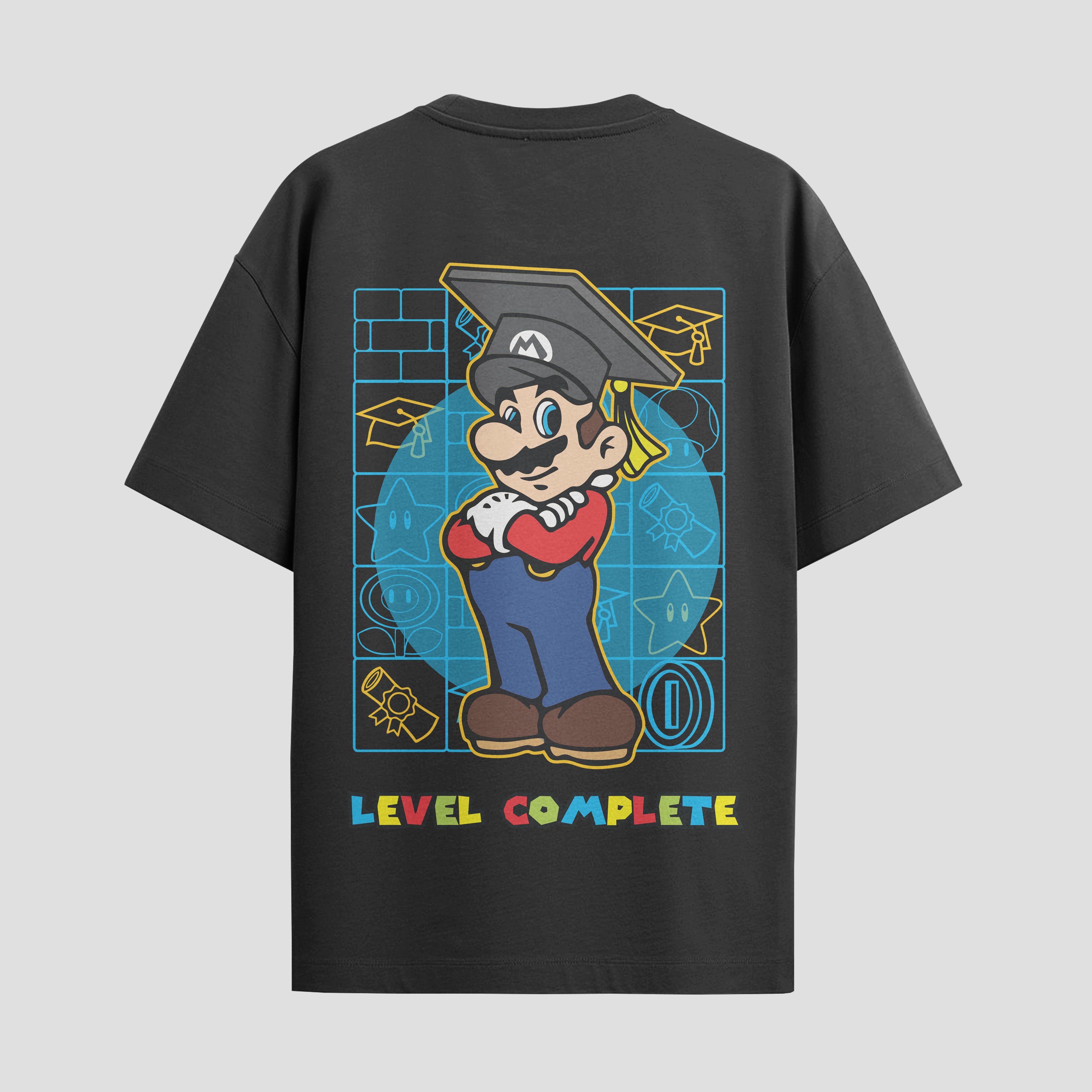 Playera urbana de anime y gaming ExtraLife MX, corte Standard Fit unisex ligero y transpirable en color Deep Black y Pure White, ropa de uso diario para gym y casual.