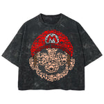 Playera streetwear premium de anime y gaming ExtraLife MX, corte boxy deluxe mineral wash heavyweight en color Acid Wash, moda urbana mexicana de culto.