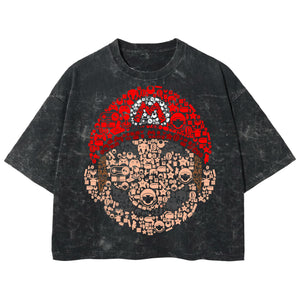 Playera streetwear premium de anime y gaming ExtraLife MX, corte boxy deluxe mineral wash heavyweight en color Acid Wash, moda urbana mexicana de culto.