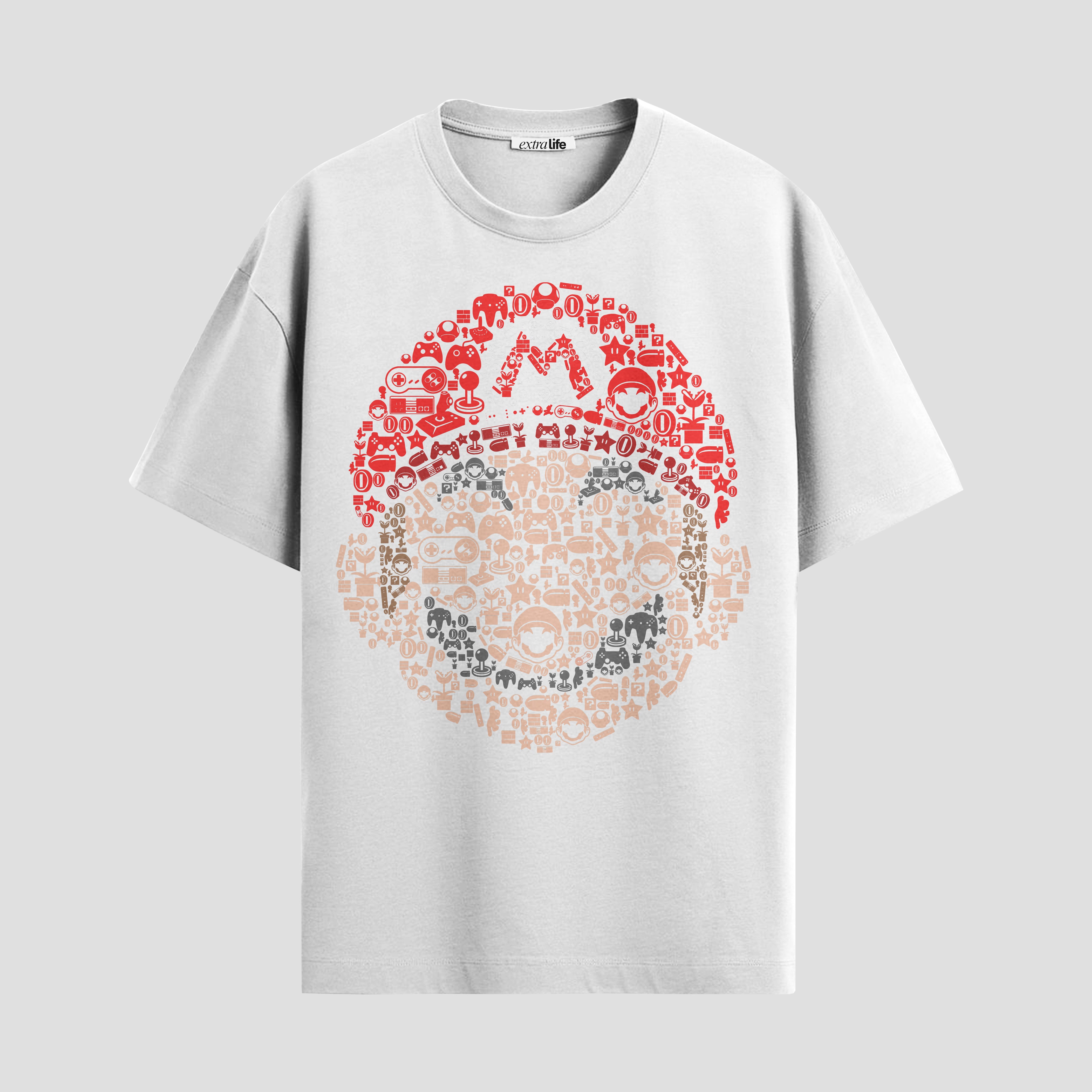 Playera urbana de anime y gaming ExtraLife MX, corte Standard Fit unisex ligero y transpirable en color Deep Black y Pure White, ropa de uso diario para gym y casual.