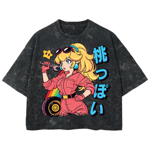 Playera streetwear premium de anime y gaming ExtraLife MX, corte boxy deluxe mineral wash heavyweight en color Acid Wash, moda urbana mexicana de culto.