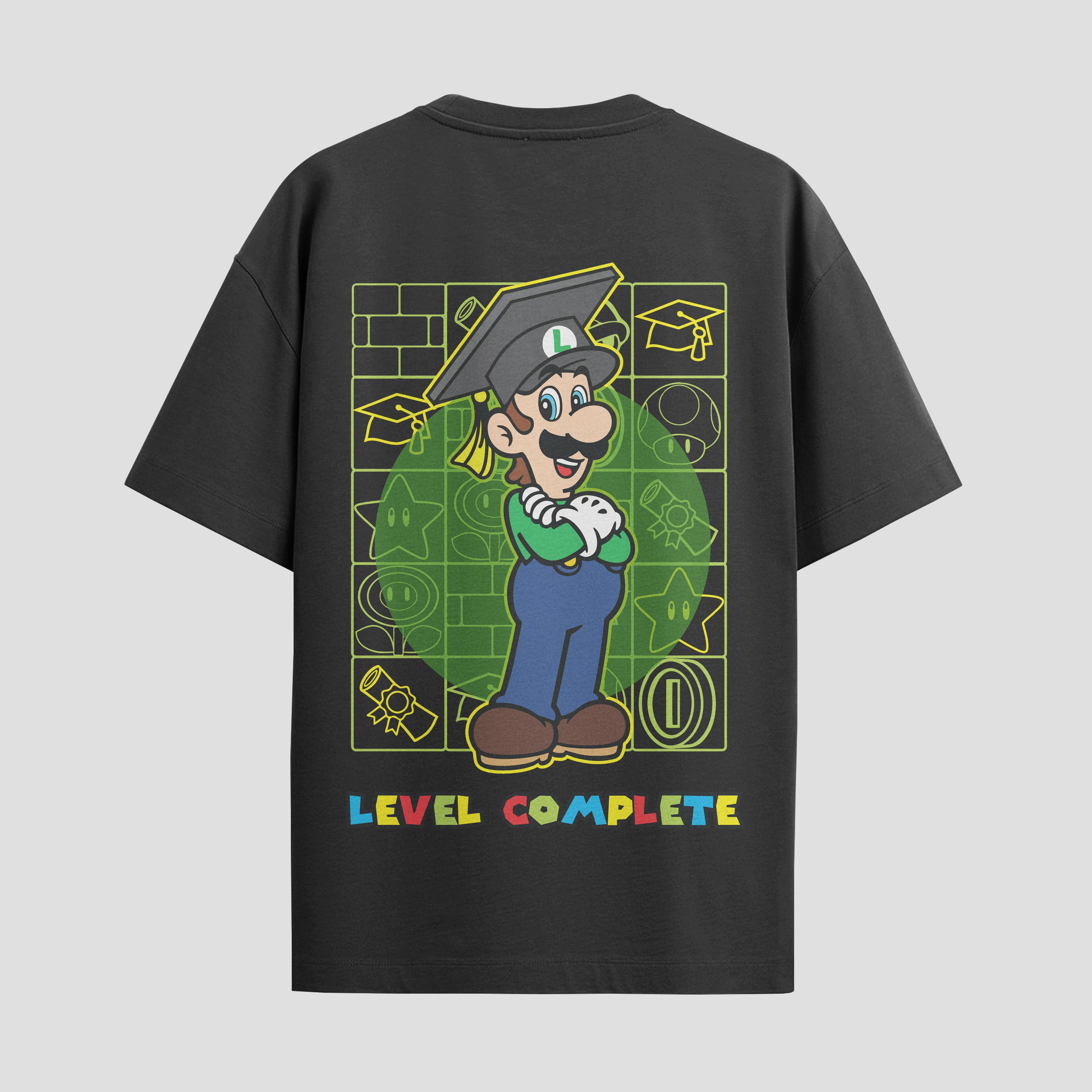 Playera urbana de anime y gaming ExtraLife MX, corte Standard Fit unisex ligero y transpirable en color Deep Black y Pure White, ropa de uso diario para gym y casual.