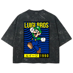 Playera streetwear premium de anime y gaming ExtraLife MX, corte boxy deluxe mineral wash heavyweight en color Acid Wash, moda urbana mexicana de culto.