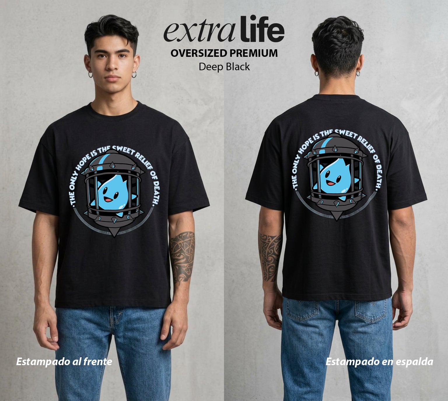 El Reino del Fontanero | El Fontanero Estelar #02310 - Playera Oversized Premium | Deep Black - Foto en modelo