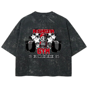 Playera streetwear premium de anime y gaming ExtraLife MX, corte boxy deluxe mineral wash heavyweight en color Acid Wash, moda urbana mexicana de culto.