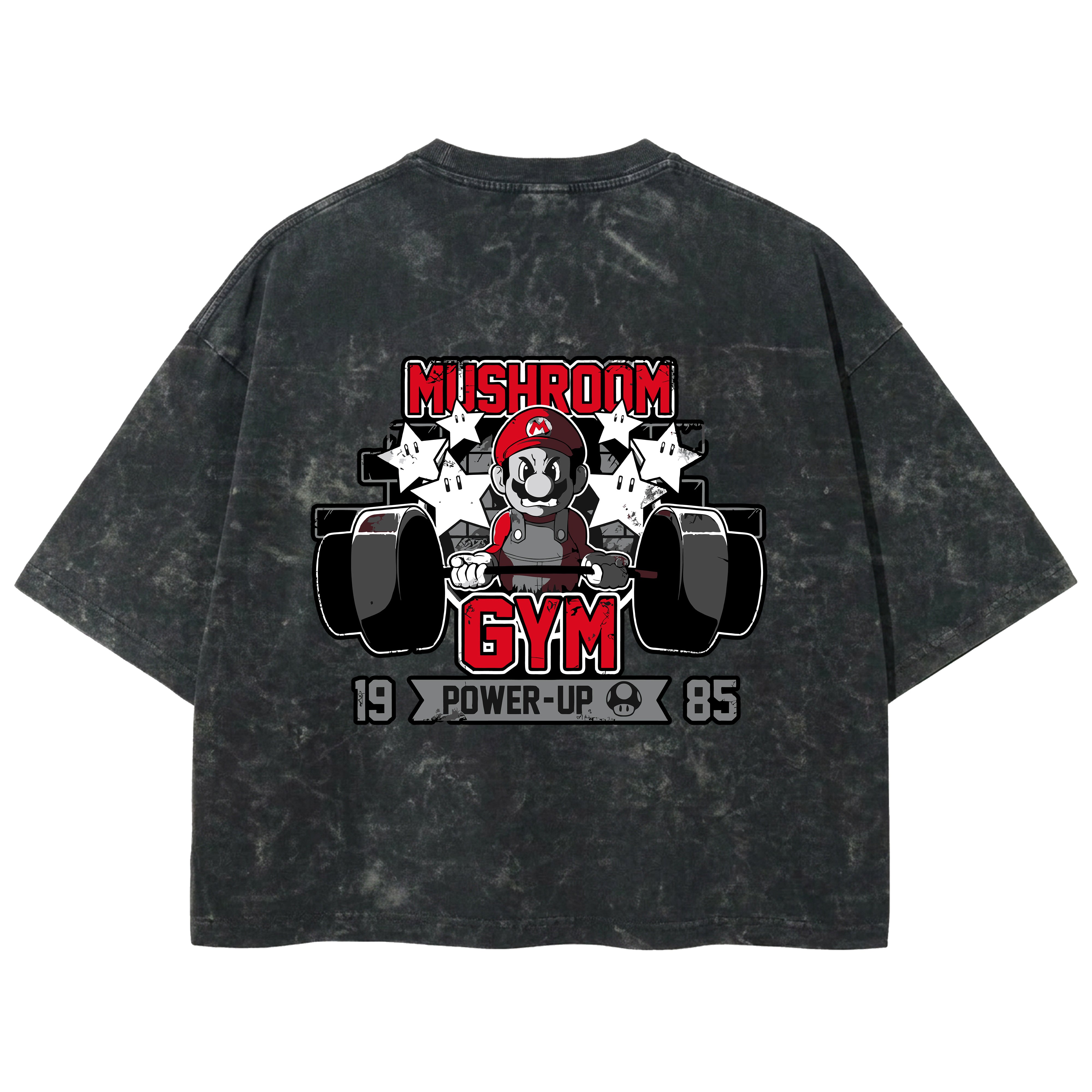 Playera streetwear premium de anime y gaming ExtraLife MX, corte boxy deluxe mineral wash heavyweight en color Acid Wash, moda urbana mexicana de culto.
