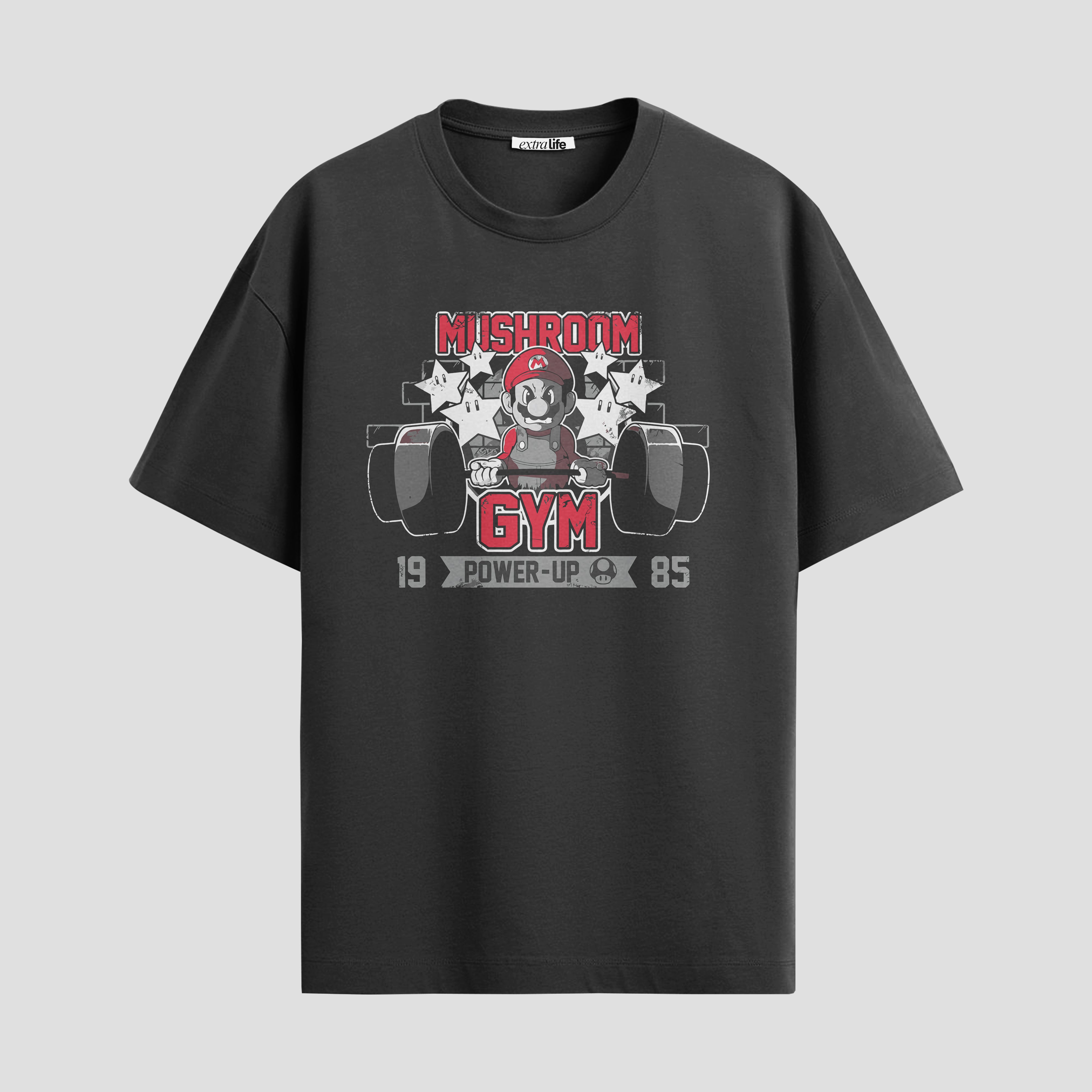Playera urbana de anime y gaming ExtraLife MX, corte Standard Fit unisex ligero y transpirable en color Deep Black y Pure White, ropa de uso diario para gym y casual.