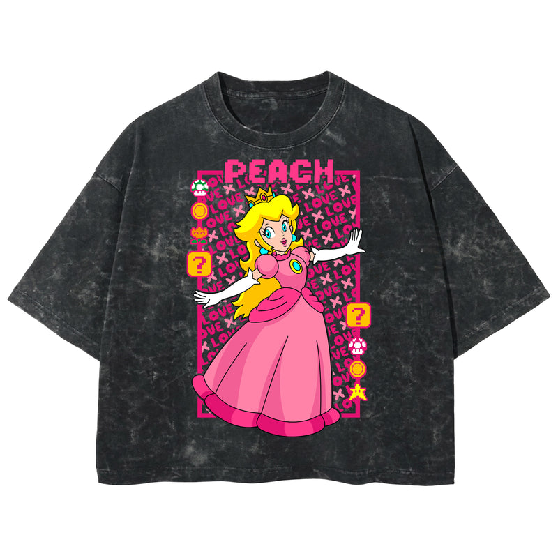 Playera streetwear premium de anime y gaming ExtraLife MX, corte boxy deluxe mineral wash heavyweight en color Acid Wash, moda urbana mexicana de culto.
