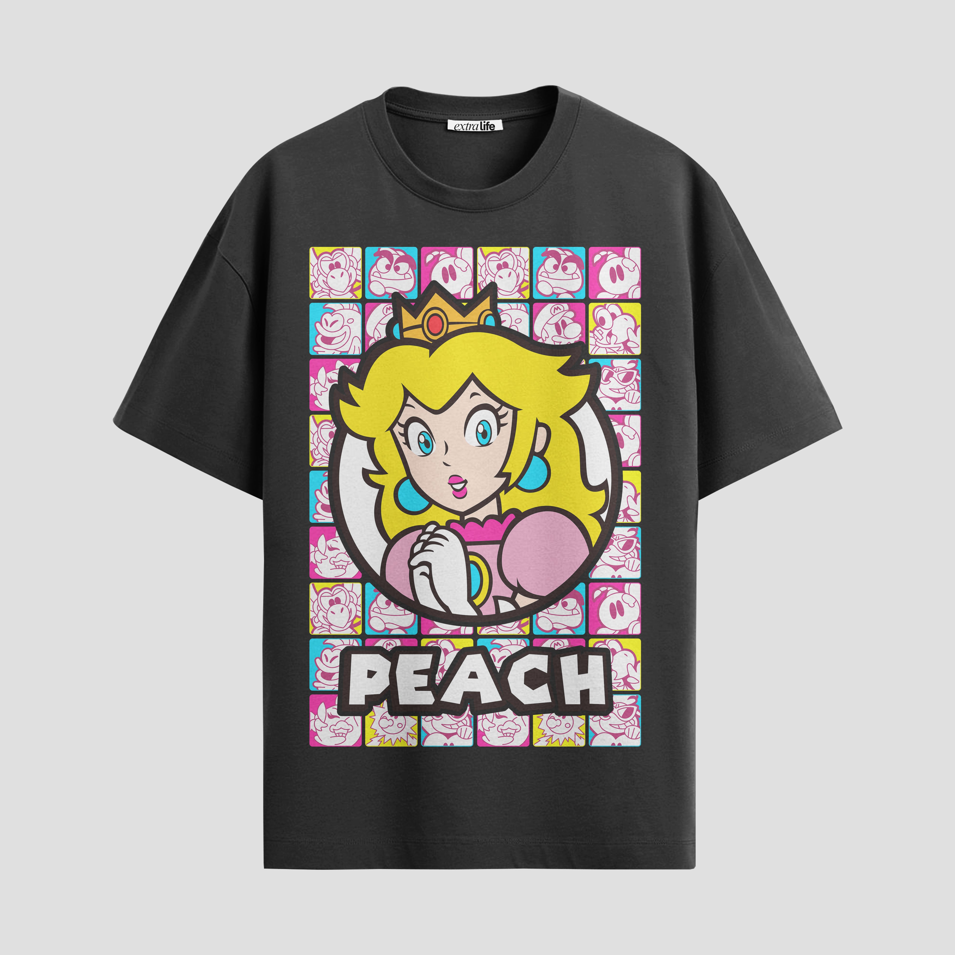 Playera urbana de anime y gaming ExtraLife MX, corte Standard Fit unisex ligero y transpirable en color Deep Black y Pure White, ropa de uso diario para gym y casual.