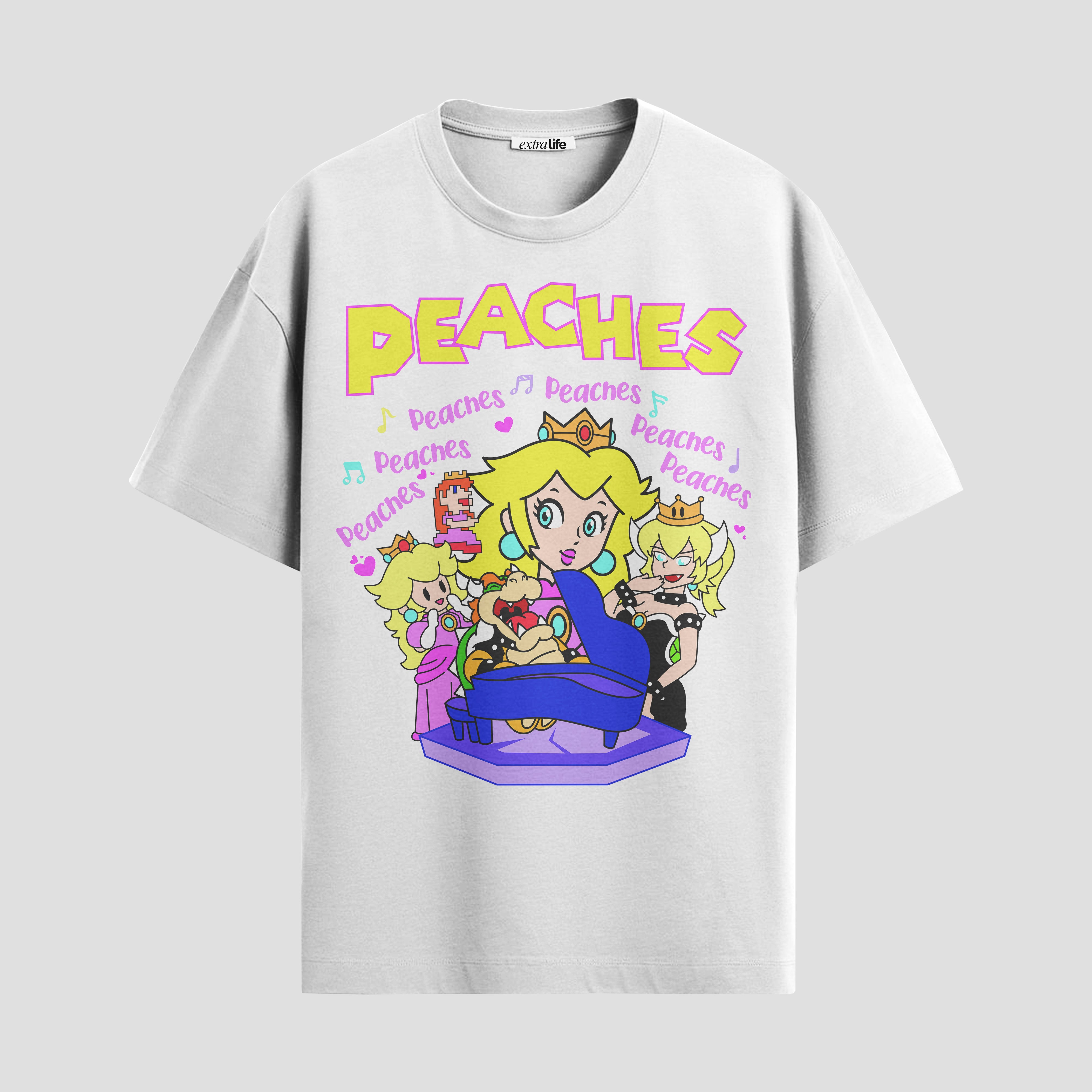 Playera urbana de anime y gaming ExtraLife MX, corte Standard Fit unisex ligero y transpirable en color Deep Black y Pure White, ropa de uso diario para gym y casual.
