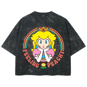 Playera streetwear premium de anime y gaming ExtraLife MX, corte boxy deluxe mineral wash heavyweight en color Acid Wash, moda urbana mexicana de culto.