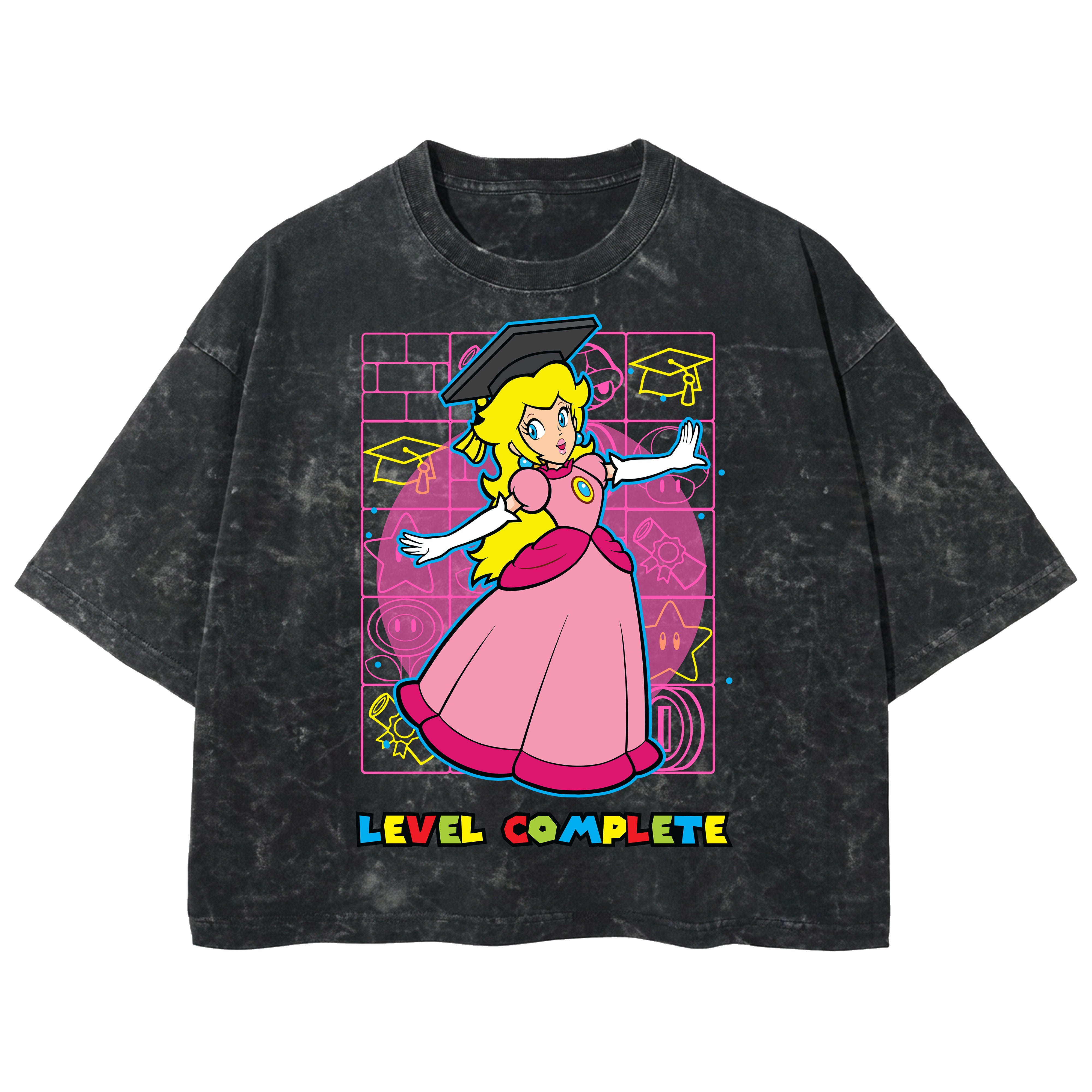 Playera streetwear premium de anime y gaming ExtraLife MX, corte boxy deluxe mineral wash heavyweight en color Acid Wash, moda urbana mexicana de culto.