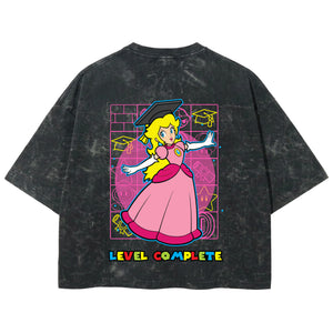 Playera streetwear premium de anime y gaming ExtraLife MX, corte boxy deluxe mineral wash heavyweight en color Acid Wash, moda urbana mexicana de culto.