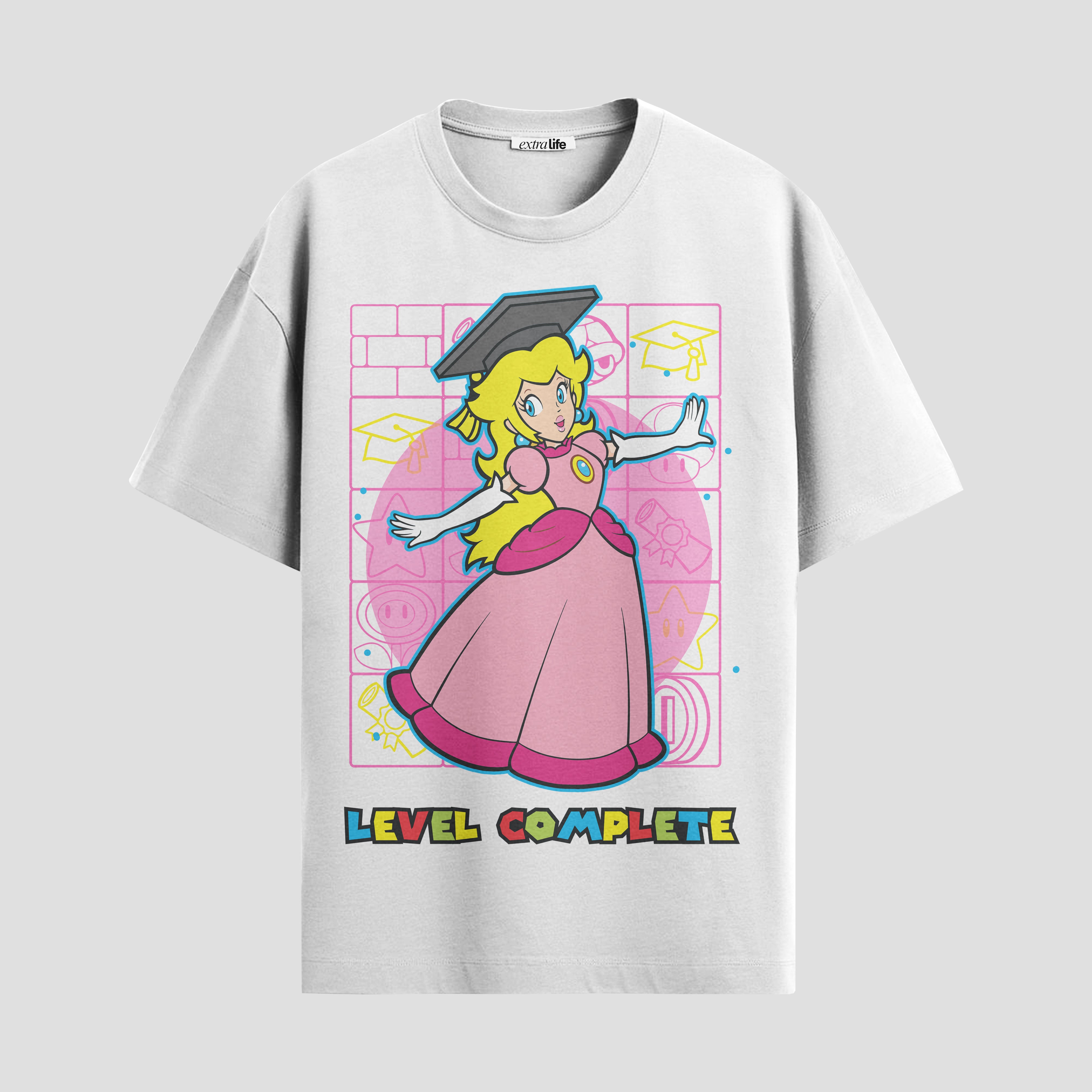 Playera urbana de anime y gaming ExtraLife MX, corte Standard Fit unisex ligero y transpirable en color Deep Black y Pure White, ropa de uso diario para gym y casual.