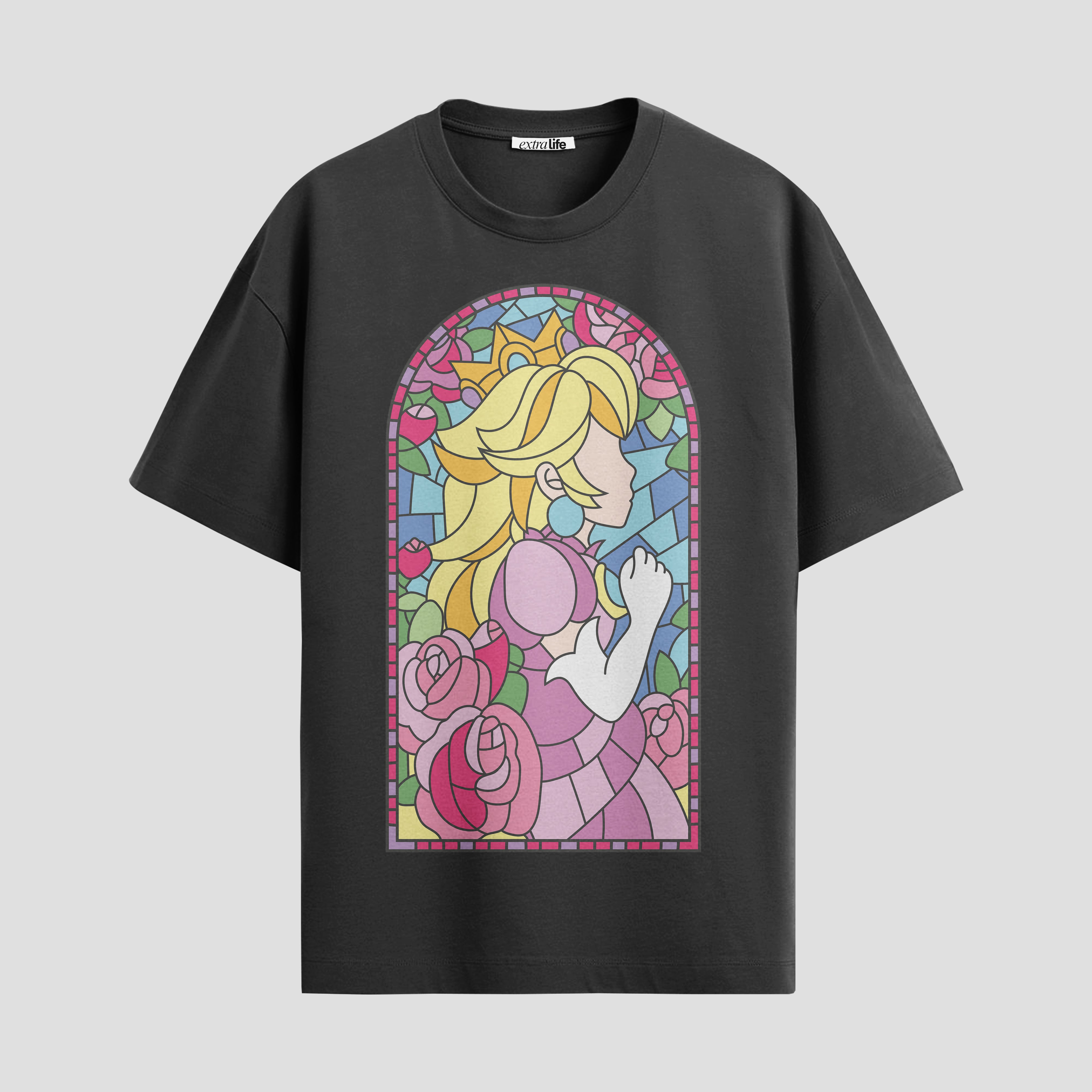 Playera urbana de anime y gaming ExtraLife MX, corte Standard Fit unisex ligero y transpirable en color Deep Black y Pure White, ropa de uso diario para gym y casual.