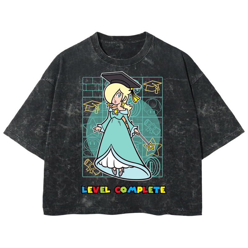 Playera streetwear premium de anime y gaming ExtraLife MX, corte boxy deluxe mineral wash heavyweight en color Acid Wash, moda urbana mexicana de culto.