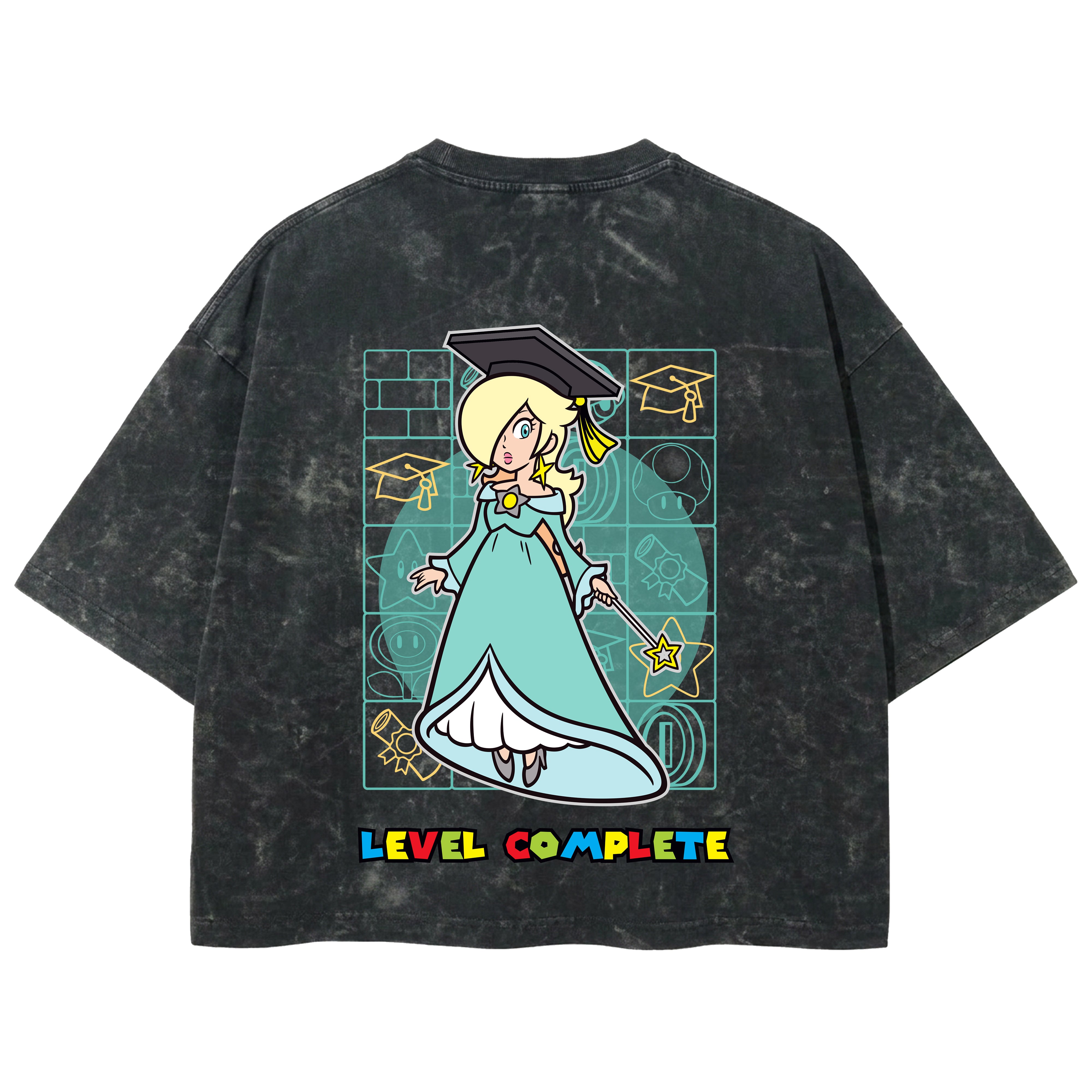 Playera streetwear premium de anime y gaming ExtraLife MX, corte boxy deluxe mineral wash heavyweight en color Acid Wash, moda urbana mexicana de culto.