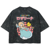 Playera streetwear premium de anime y gaming ExtraLife MX, corte boxy deluxe mineral wash heavyweight en color Acid Wash, moda urbana mexicana de culto.