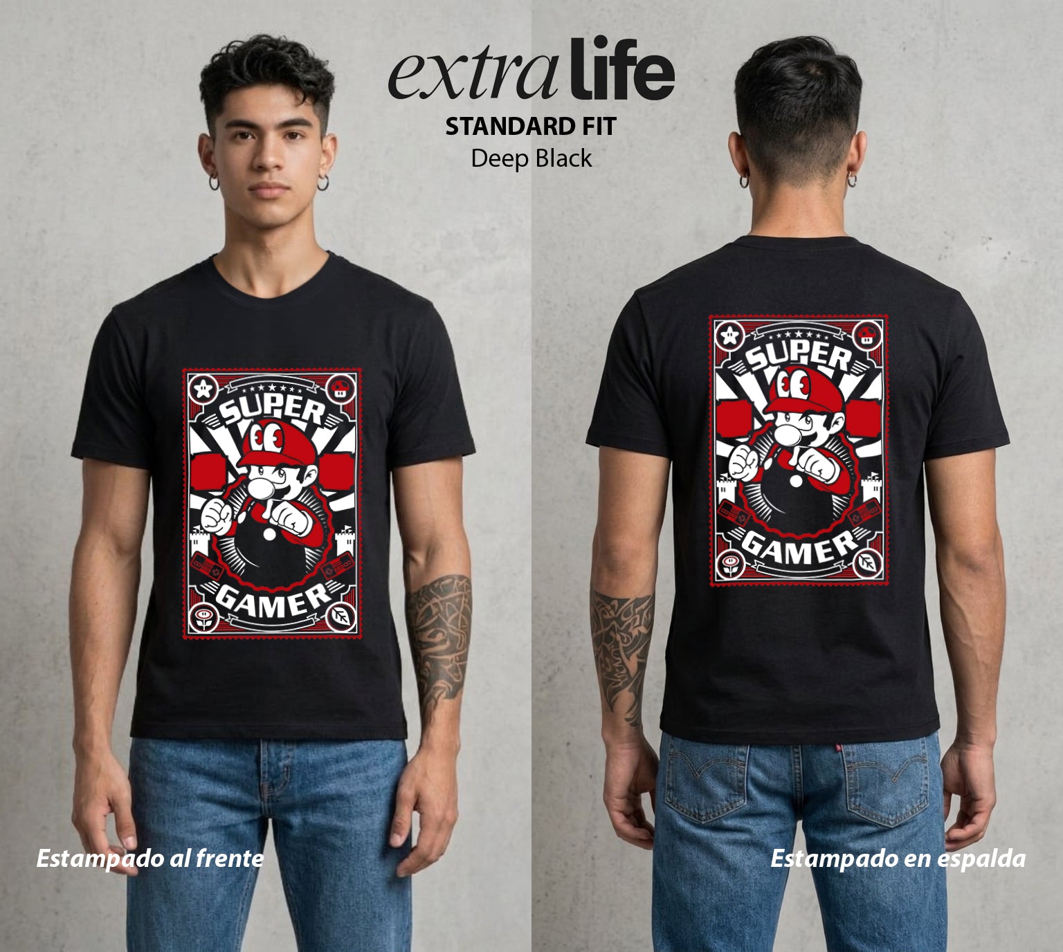 El Reino del Fontanero | El Fontanero Estelar #02324 - Playera Standard Fit | Deep Black - Foto en modelo