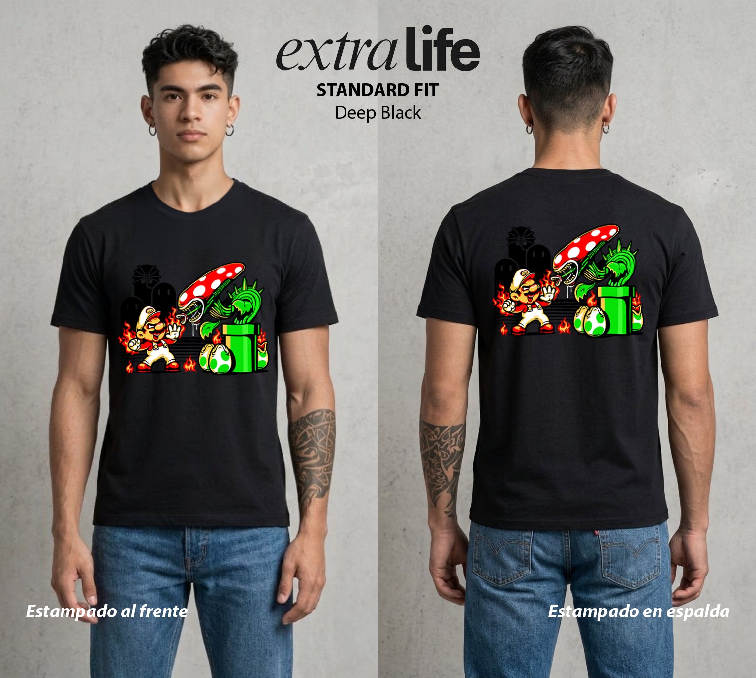 El Reino del Fontanero | El Fontanero Estelar #02329 - Playera Standard Fit | Deep Black - Foto en modelo