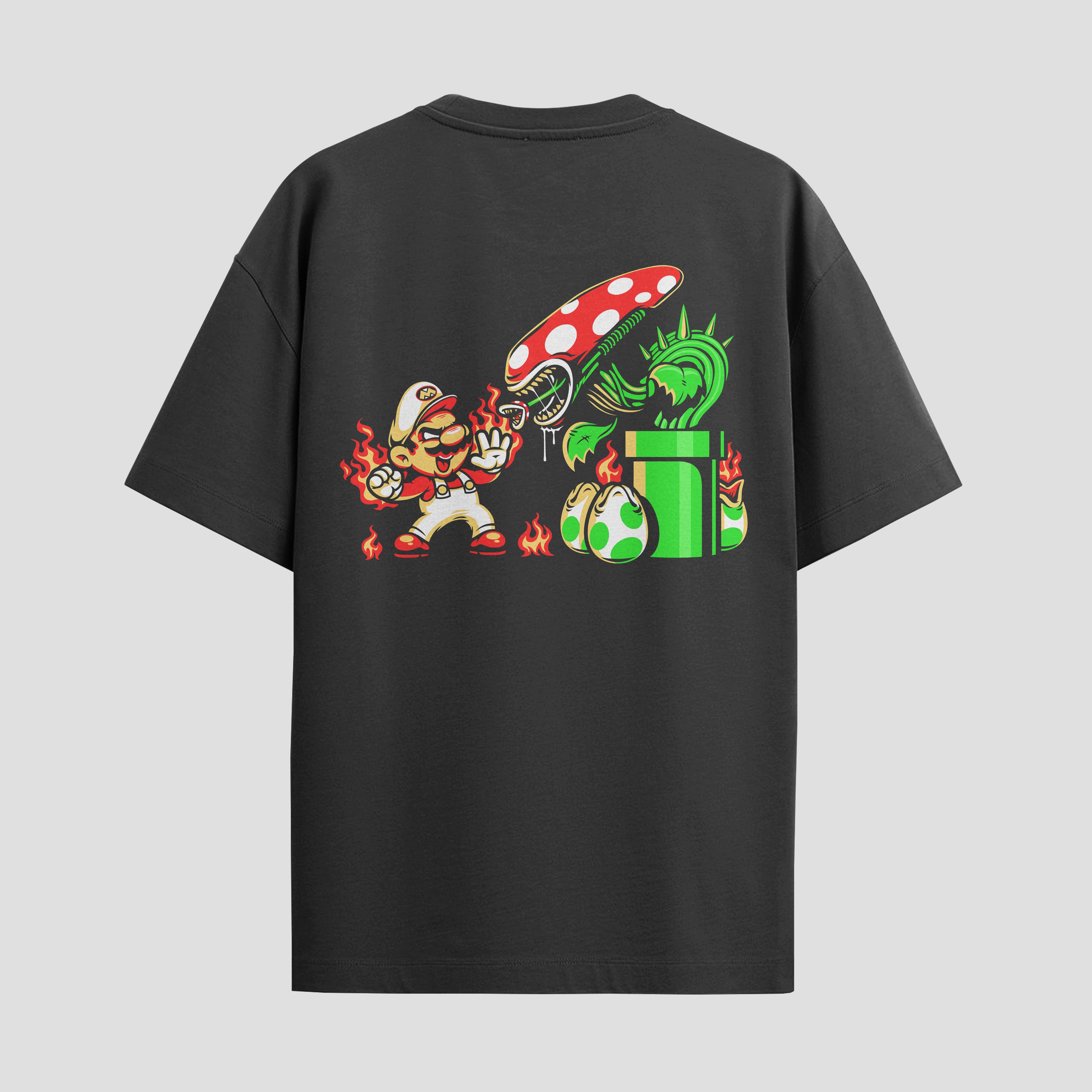 Playera urbana de anime y gaming ExtraLife MX, corte Standard Fit unisex ligero y transpirable en color Deep Black y Pure White, ropa de uso diario para gym y casual.