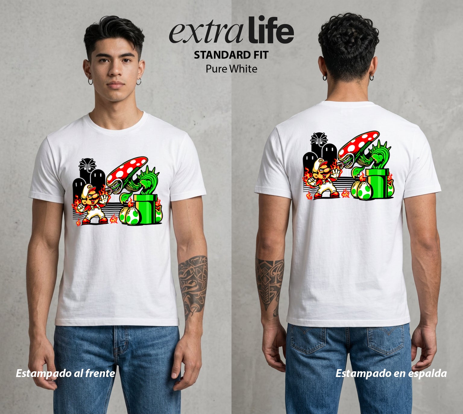 El Reino del Fontanero | El Fontanero Estelar #02329 - Playera Standard Fit | Pure White - Foto en modelo