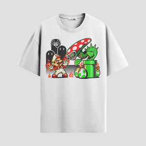 Playera urbana de anime y gaming ExtraLife MX, corte Standard Fit unisex ligero y transpirable en color Deep Black y Pure White, ropa de uso diario para gym y casual.