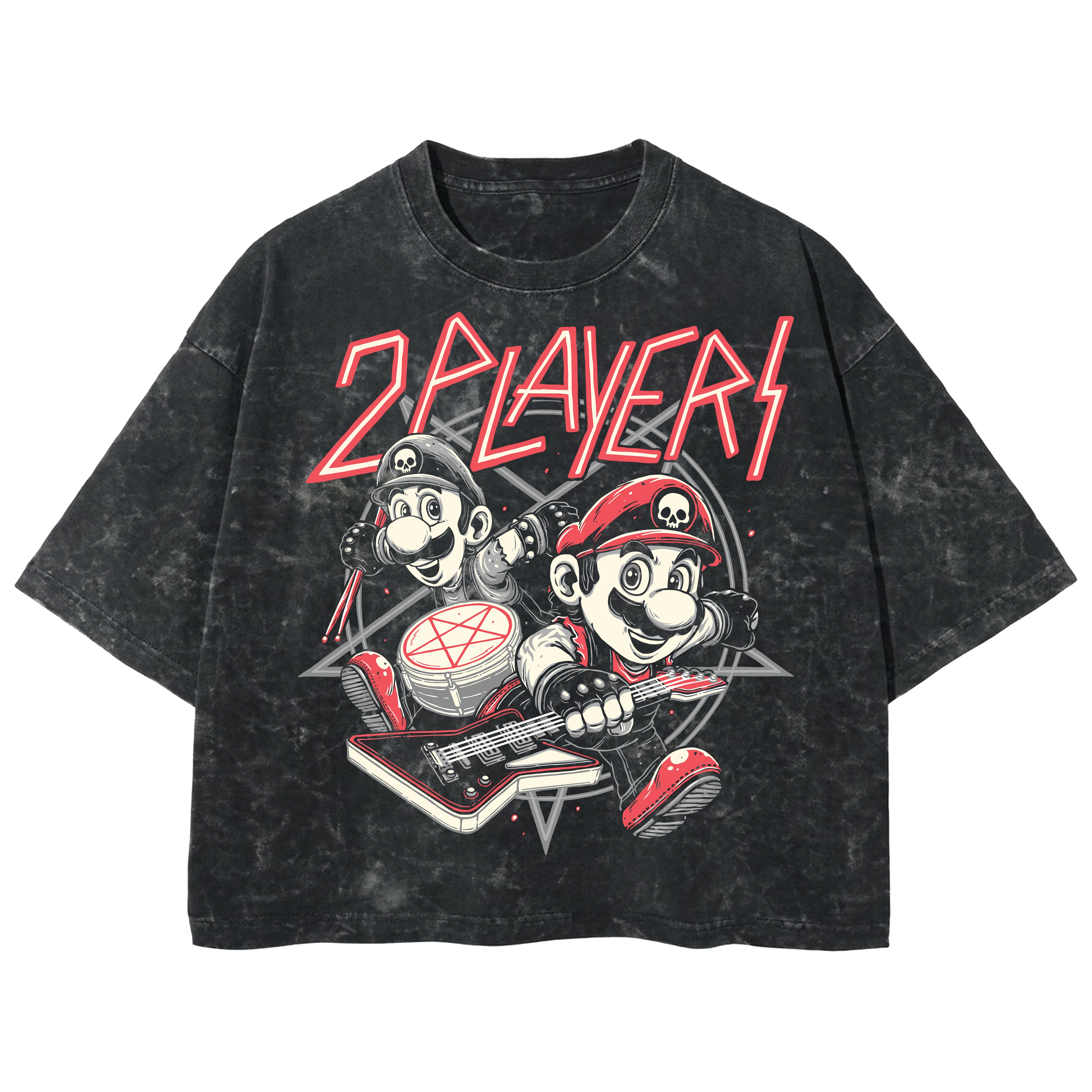 Playera streetwear premium de anime y gaming ExtraLife MX, corte boxy deluxe mineral wash heavyweight en color Acid Wash, moda urbana mexicana de culto.