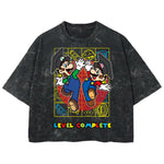 Playera streetwear premium de anime y gaming ExtraLife MX, corte boxy deluxe mineral wash heavyweight en color Acid Wash, moda urbana mexicana de culto.