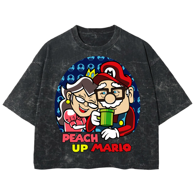 Playera streetwear premium de anime y gaming ExtraLife MX, corte boxy deluxe mineral wash heavyweight en color Acid Wash, moda urbana mexicana de culto.