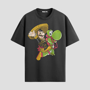 Playera urbana de anime y gaming ExtraLife MX, corte Standard Fit unisex ligero y transpirable en color Deep Black y Pure White, ropa de uso diario para gym y casual.