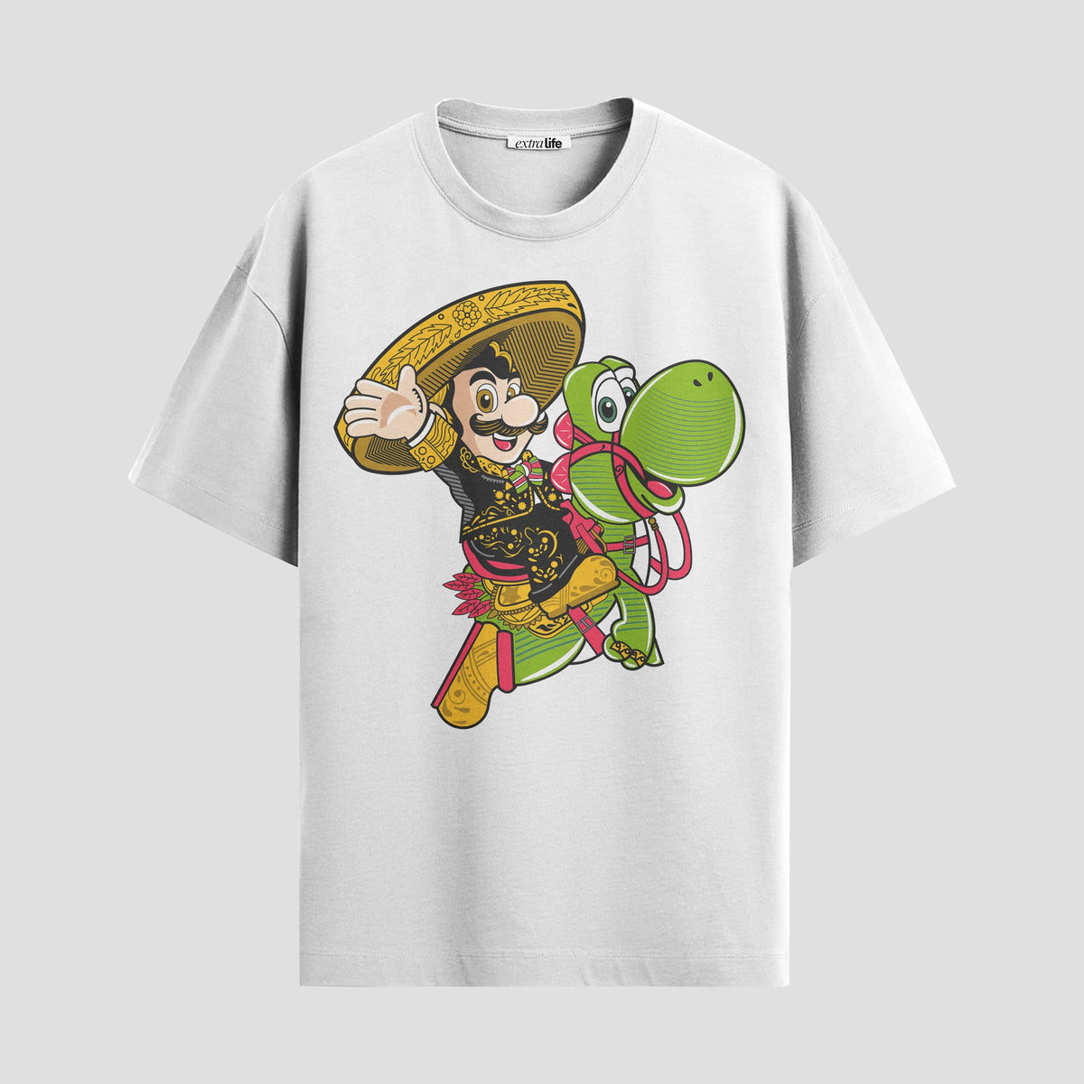 Playera urbana de anime y gaming ExtraLife MX, corte Classic Premium unisex ligero y transpirable en color Deep Black y Pure White, ropa de uso diario para gym y casual.