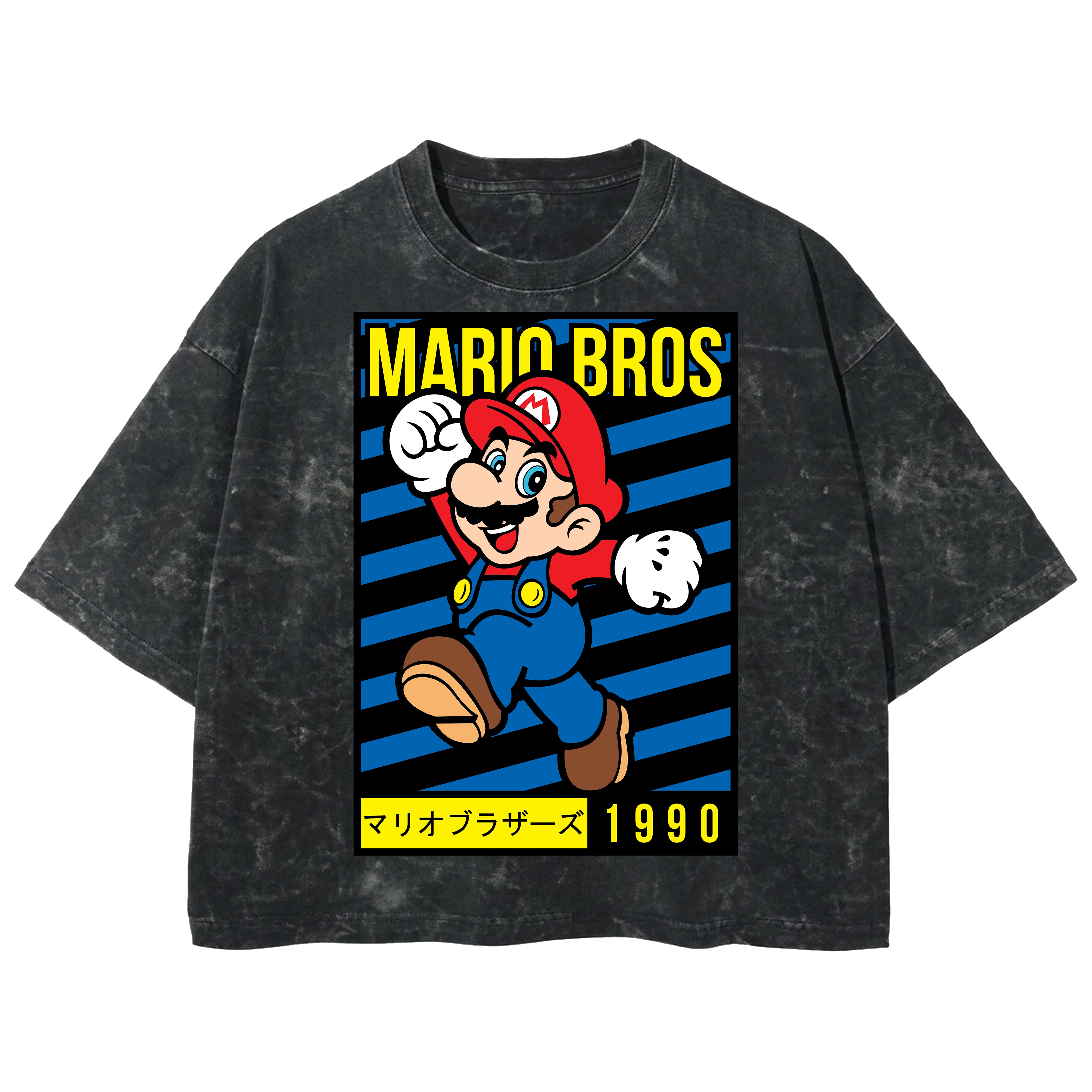 Playera streetwear premium de anime y gaming ExtraLife MX, corte boxy deluxe mineral wash heavyweight en color Acid Wash, moda urbana mexicana de culto.
