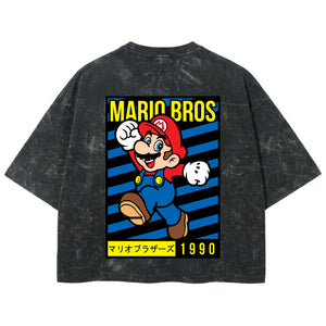 Playera streetwear premium de anime y gaming ExtraLife MX, corte boxy deluxe mineral wash heavyweight en color Acid Wash, moda urbana mexicana de culto.