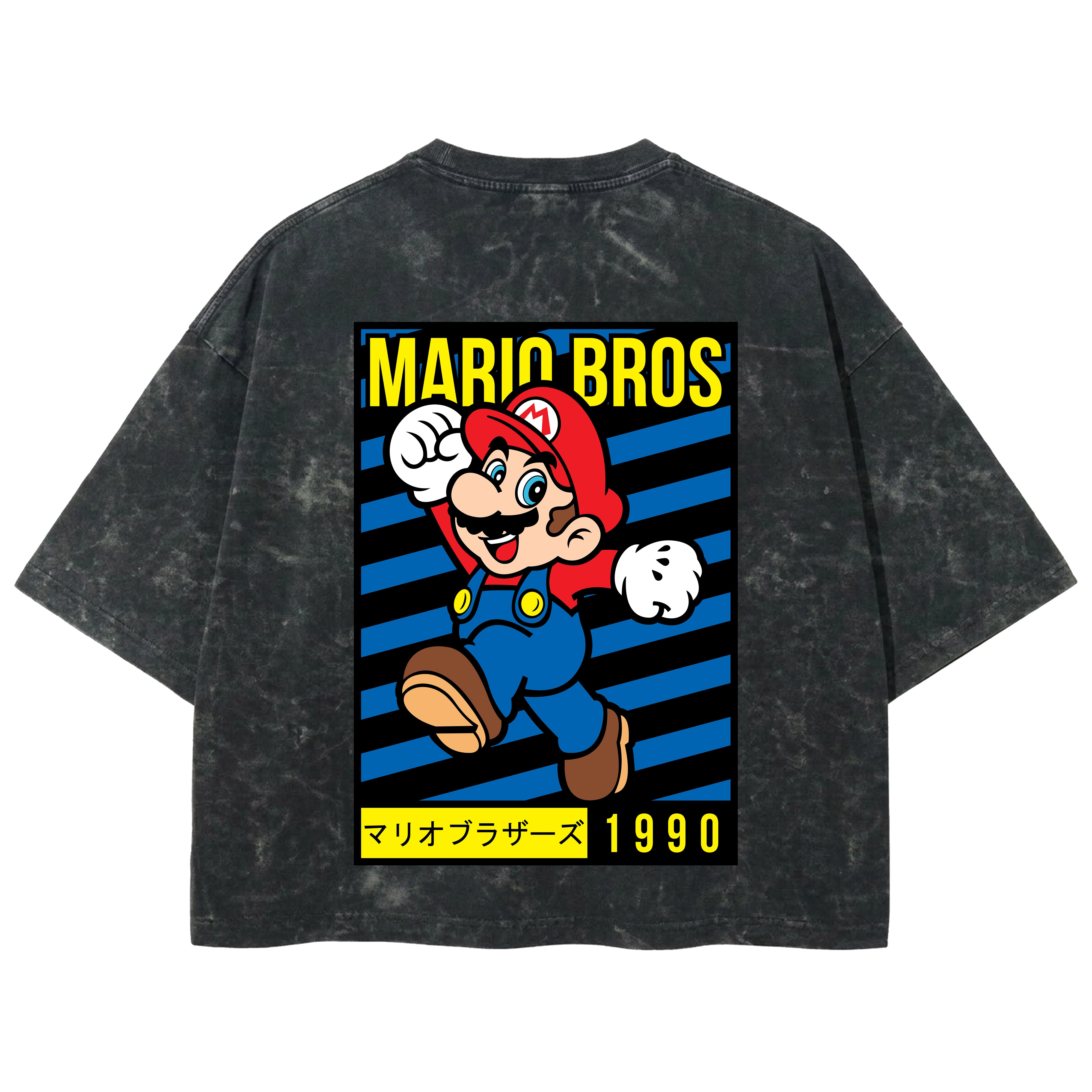 Playera streetwear premium de anime y gaming ExtraLife MX, corte boxy deluxe mineral wash heavyweight en color Acid Wash, moda urbana mexicana de culto.