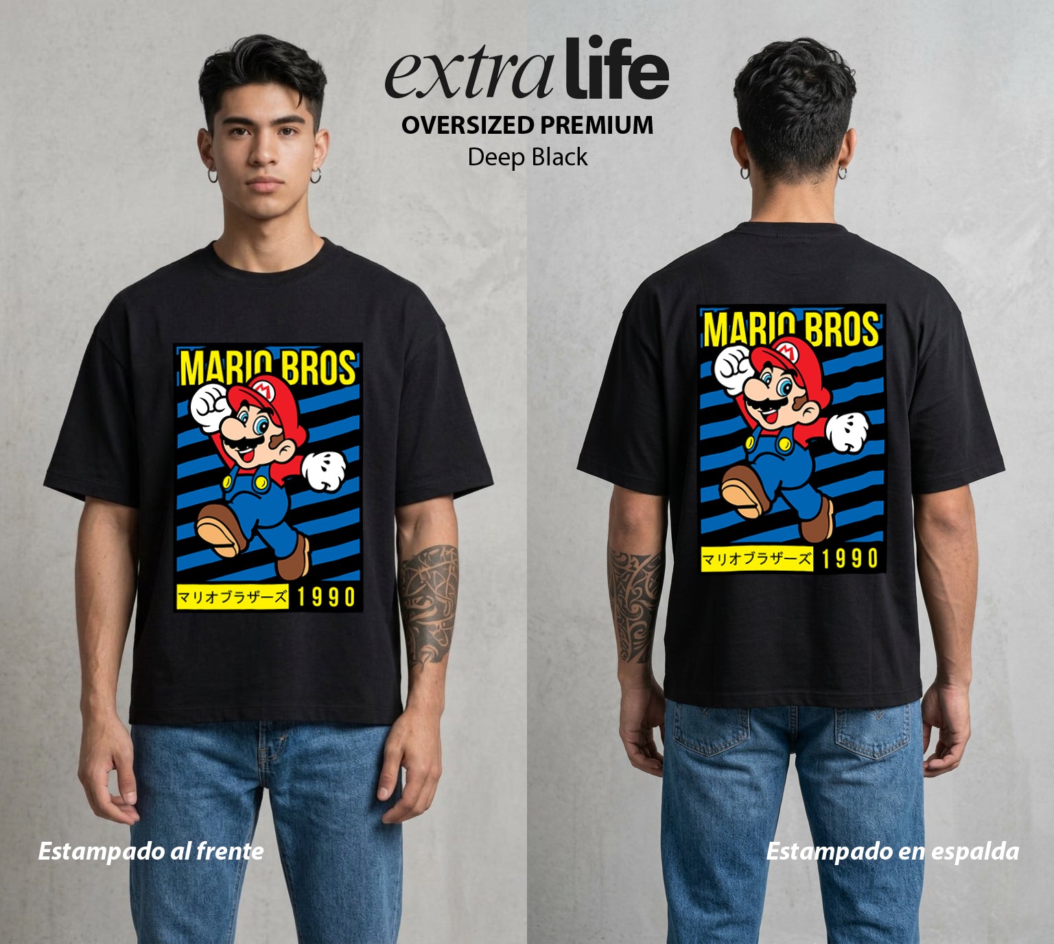 El Reino del Fontanero | El Explorador del Reino #02337 - Playera Oversized Premium | Deep Black - Foto en modelo